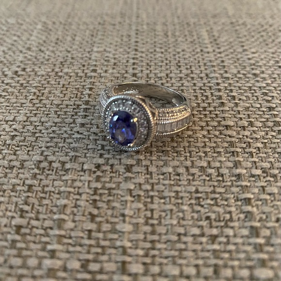 New in box tanzanite diamond cz silver plated ring 6 - Picture 4 of 5